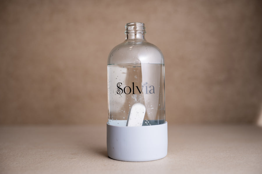 Dropping a Solvia cleaning tablet into water